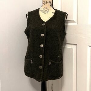 Elegant Dark Green Wool Vest